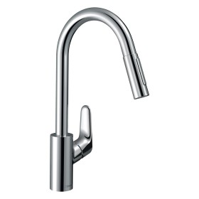 Rubinetto monocomando per cucina hansgrohe Focus M41 240 Eco con doccetta estraibile, 2 getti