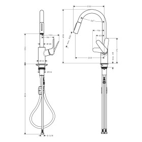 Rubinetto monocomando per cucina hansgrohe Focus M41 240 Eco con doccetta estraibile, 2 getti