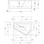 Duravit Paiova 5-Eck Badewanne rechts, mit Verkleidung 177 x 130 cm - technische Ansicht