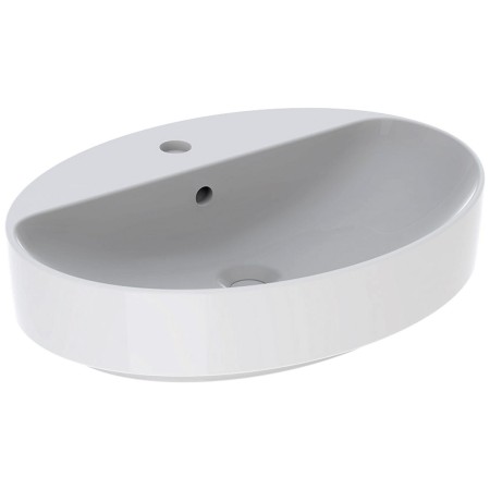 Lavabo sur plan Geberit VariForm 60 x 45 cm, ovale, avec plage de robinetterie