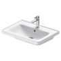 Lavabo meuble Duravit D-Neo 65 cm, avec 1 trou de robinet et trop-plein - vue technique