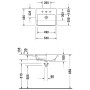 Duravit ME par Starck Vasque encastrée à moitié 55 cm, 1 trou de robinet percé - vue détaillée
