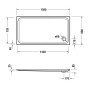 Receveur de douche rectangulaire Duravit D-Code 150 x 80 cm - vue technique