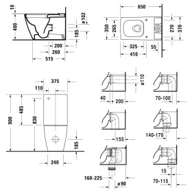 Duravit Viu Wc sur Pied Combiné 65 cm, Rimless®