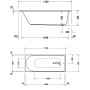 Baignoire rectangulaire Duravit D-Neo 170 x 70 cm, version encastrée - vue détaillée
