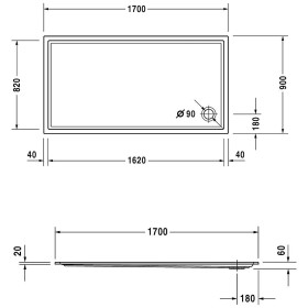 Receveur de douche Duravit Starck Slimline rectangle 170 x 90 cm