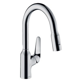 hansgrohe Focus M42 Miscelatore monocomando da cucina 180 Eco, Doccetta estraibile, 2 getti