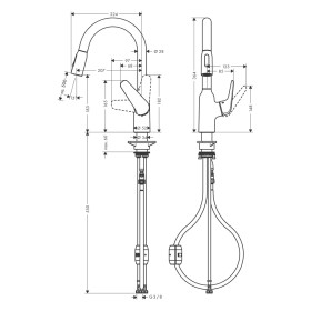 hansgrohe Focus M42 Miscelatore monocomando da cucina 180 Eco, Doccetta estraibile, 2 getti