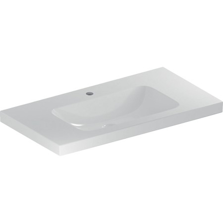 Lavabo Geberit iCon Light 90 cm avec tablette, trou de robinet au milieu, sans trop-plein