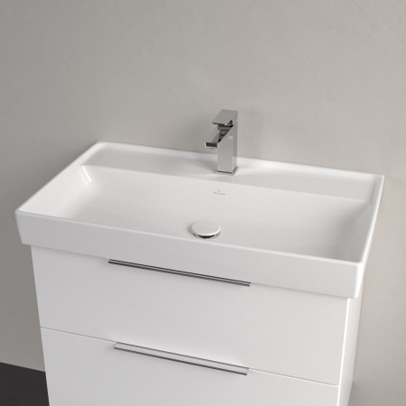Villeroy & Boch Taro Waschtisch 80 cm mit CeramicPlus Beschichtung, 1 Hahnloch, ohne Überlauf