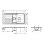 Lavello incasso hansgrohe S44 S440-F517 100 342/145 con gocciolatoio e sifone automatico - vista dettagliata