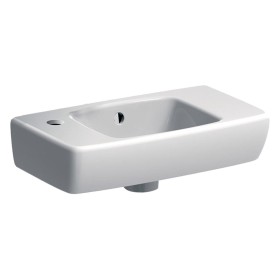 Lavabo compact Geberit Renova 45 cm avec tablette raccourcie et trou de robinet à gauche
