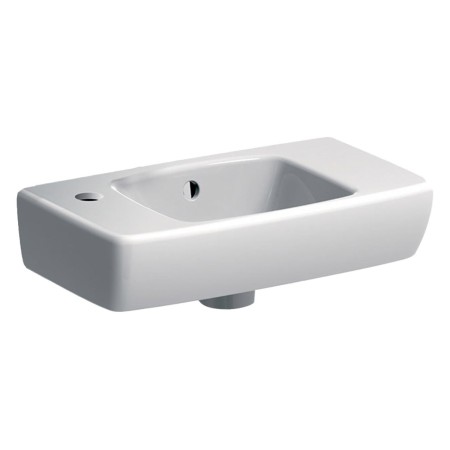 Lavabo compact Geberit Renova 45 cm avec tablette raccourcie et trou de robinet à gauche