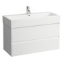 Meuble-lavabo LAUFEN Living City 100 cm avec trop-plein et 1 trou de robinet - vue technique
