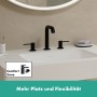 Rubinetto per lavabo a 3 fori hansgrohe Tecturis S 150 con scarico Push-Open - vista tecnica