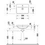 Lavabo encastrable Duravit No. 1, 54,5 cm, avec 1 trou de robinet et trop-plein - vue technique