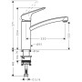 Miscelatore monocomando per cucina hansgrohe Logis M31 160, CoolStart, EcoSmart, 1jet - vista dettagliata