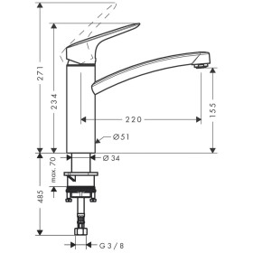 Miscelatore monocomando per cucina hansgrohe Logis M31 160, CoolStart, EcoSmart, 1jet