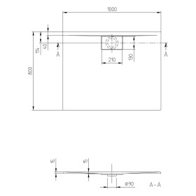 Receveur de douche Villeroy & Boch Architectura Metalrim, 100 x 80 x 1,5 cm