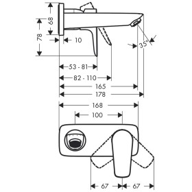 hansgrohe Talis E Mitigeur de lavabo encastré monotrou avec bec de 16,5 cm