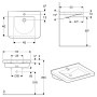 Lavabo Geberit Renova Comfort Square 65 cm, accessible aux personnes à mobilité réduite