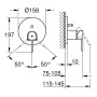 GROHE Plus Einhand-Wannenbatterie Unterputz - technische Ansicht
