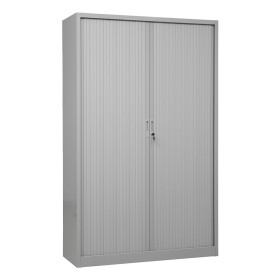 Armadio a persiane in acciaio Wolfstahl 4 ripiani a cilindro 120 x 46 x 195 cm grigio chiaro - nero - bianco