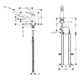 Rubinetto monocomando per cucina hansgrohe Zesis M33 150 con doccetta estraibile, 2 tipi di getto, scatola per tubo flessibile