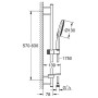 GROHE Rainshower SmartActive 130 Brausestangenset, 3 Strahlarten, Brausestange 60 cm - technische Ansicht