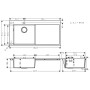 Lavello incasso hansgrohe S716-F450 450 con gocciolatoio a destra - vista dettagliata