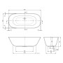 Vasca da bagno freestanding Villeroy & Boch Theano, edizione originale, 175 x 80 cm - vista tecnica