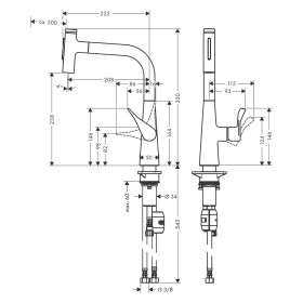 hansgrohe Miscelatore monocomando per cucina Metris Select M71 240, doccetta estraibile, 2 getti