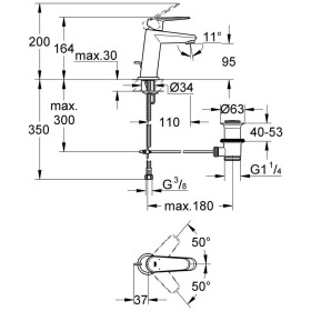 Robinet de lavabo monocommande Eurodisc Cosmopolitan GROHE, DN 15