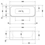Duravit Happy D.2 Plus Baignoire balnéo 180 x 80 cm encastrée avec système Combi - vue détaillée