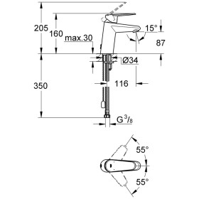 Robinet de lavabo monocommande GROHE Eurodisc Cosmopolitan, DN 15