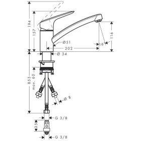 Hansgrohe Logis M31 Miscelatore monocomando per cucina 120, bassa pressione, scaldabagno aperto, 1jet