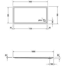 Receveur de douche Duravit Starck Slimline rectangle 180 x 90 cm