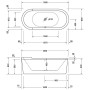 Duravit Starck Oval-Badewanne 180 x 80 cm freistehend mit Schürze und Gestell - Detailansicht