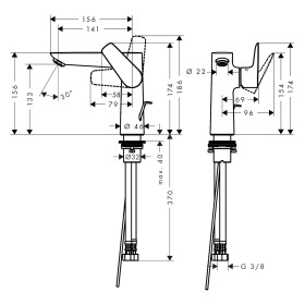 Robinet de lavabo monocommande hansgrohe Talis E 150 avec vidage à tirette