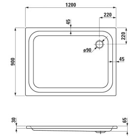 Receveur de douche LAUFEN Platina XXL 120 x 90 cm sans Antislip
