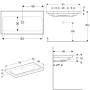 Lavabo Geberit iCon Light 90 cm sans trou de robinet, avec trop-plein - vue technique