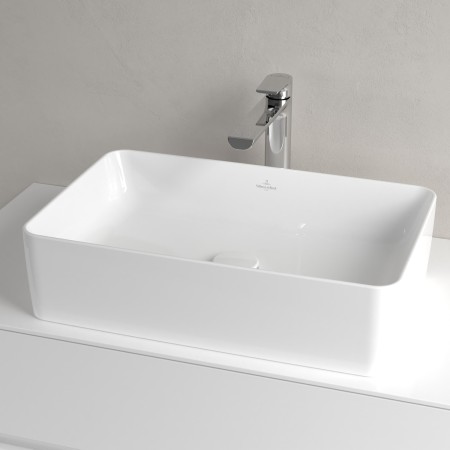 Villeroy & Boch Collaro Lavabo d'appoggio 56 cm quadrato senza troppopieno, senza foro per rubinetto