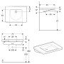 Lavabo Geberit Renova Comfort Square 75 cm, sans trou de robinet ni trop-plein