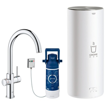 Rubinetto e boiler GROHE Red Duo taglia L, rubinetto con beccuccio a C
