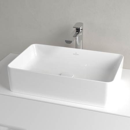 Lavabo d'appoggio Villeroy & Boch Collaro 56 cm quadrato senza troppopieno, senza foro per rubinetto