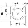 Lavabo Duravit Architec 57,5 cm Trou de robinet à droite, pour montage avec siphon encastré - vue technique