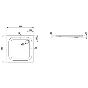 Receveur de douche LAUFEN Platina 90 x 90 cm sans revêtement antidérapant