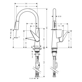 hansgrohe Talis M51 Miscelatore monocomando per cucina 200, doccetta estraibile, 2 getti