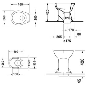 Duravit Duraplus WC debout pour chasse d'eau à clapet