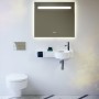 Lavabo à main LAUFEN Val 55 x 31,5 cm, étagère à gauche, avec 1 trou de robinet à droite, avec trop-plein - vue technique